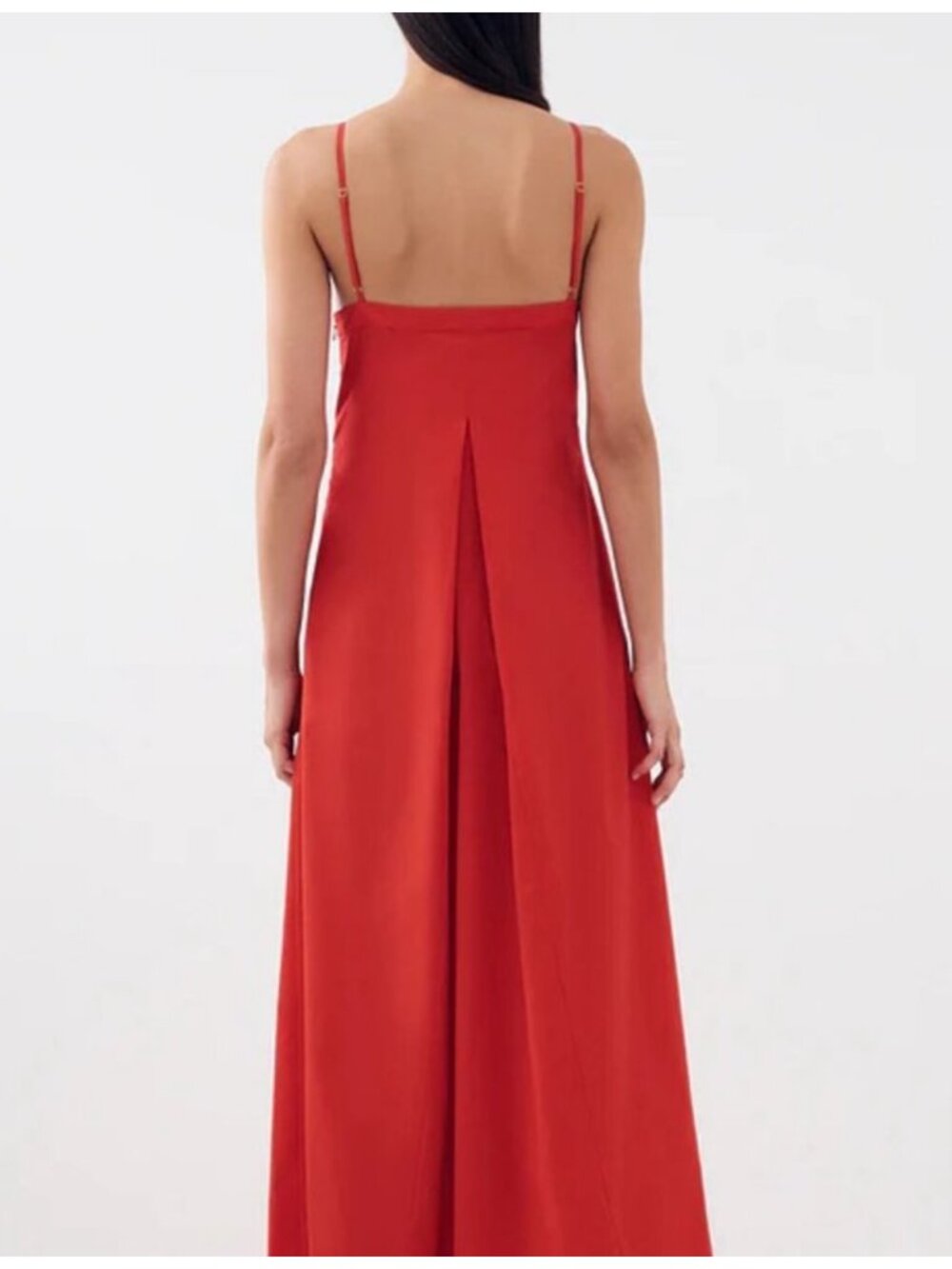 Bird & Knoll Munroe Godet-Skirt Cotton Poplin Maxi Dress in Red - Picture 3 of 11